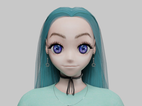Cartoon anime girl V35884 3D Model