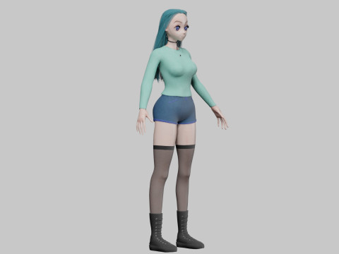 Cartoon anime girl V35884 3D Model
