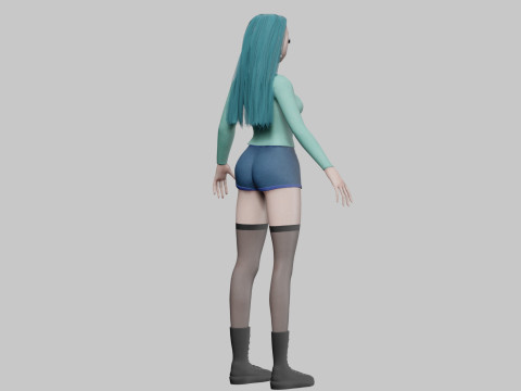 Cartoon anime girl V35884 3D Model