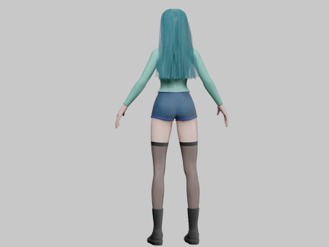 Cartoon anime girl V35884 3D Model