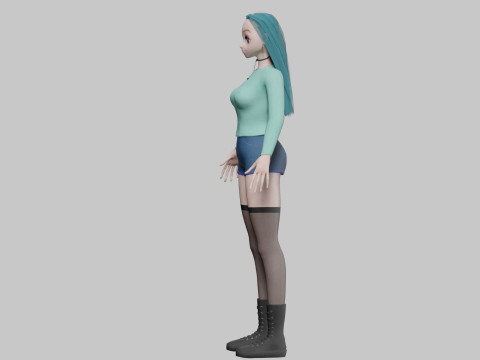 Cartoon anime girl V35884 3D Model