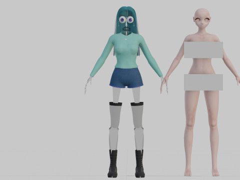 Cartoon anime girl V35884 3D Model