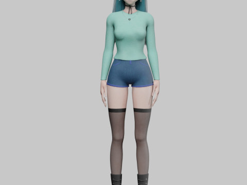 Cartoon anime girl V35884 3D Model