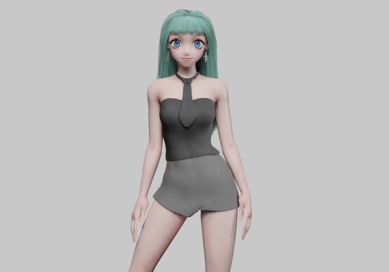 Cartoon cute girl V31833 3D Model .c4d .max .obj .3ds .fbx .stl .blend 