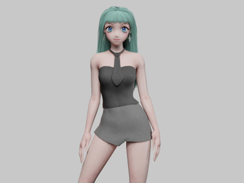 Cartoon cute girl V31833 3D-Modell