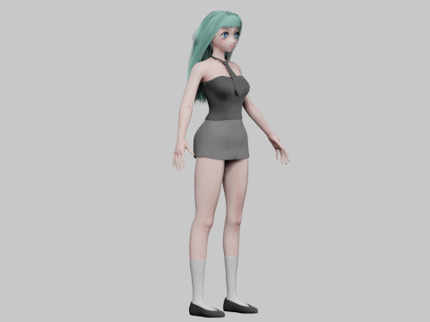 Cartoon cute girl V31833 3D Model
