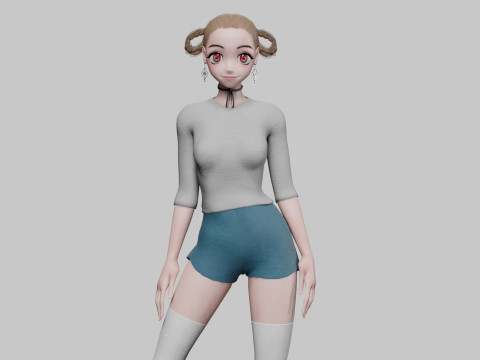 Classic anime girl V27738 3D Model