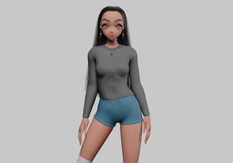 Classic cute girl V35343 Modello 3D .c4d .max .obj .3ds .fbx .stl .blend