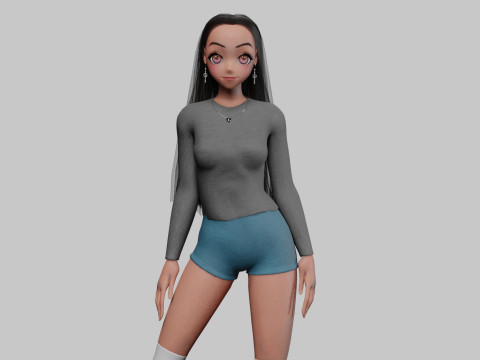 Classic cute girl V35343 3D 모델