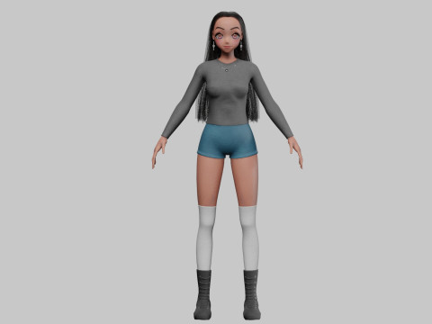Classic cute girl V35343 Modello 3D