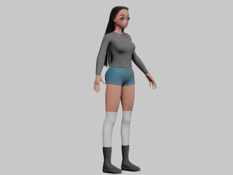 Classic cute girl V35343 Modello 3D