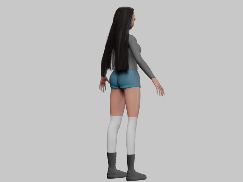 Classic cute girl V35343 Modello 3D