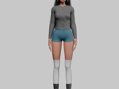 Classic cute girl V35343 Modello 3D