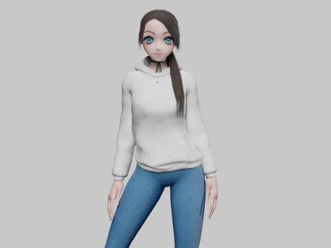 Cool anime girl V27287 3Dモデル