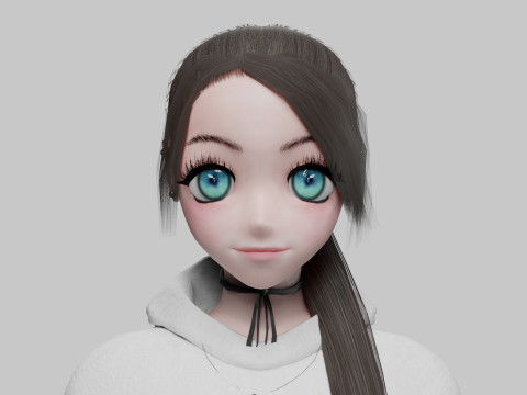 Cool anime girl V27287 Modello 3D