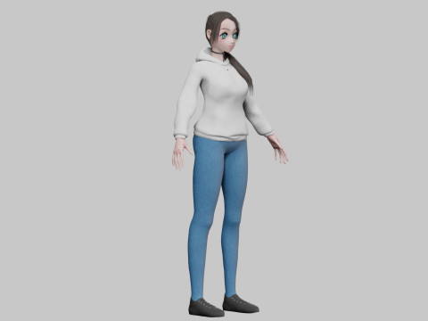 Cool anime girl V27287 Modello 3D