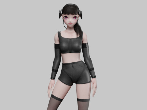 Cool cute girl V28523 Model 3D