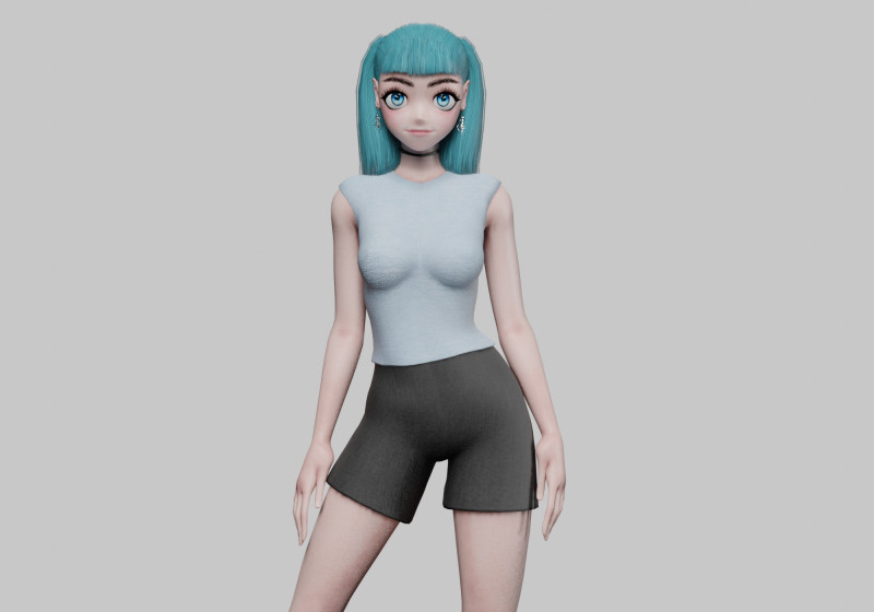 Cute anime girl V23846 Modelo 3D .c4d .max .obj .3ds .fbx .stl .blend 