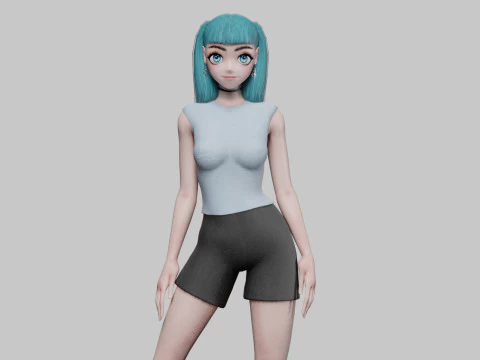 प्यारी एनीमे लड़की V23846 3D मॉडल