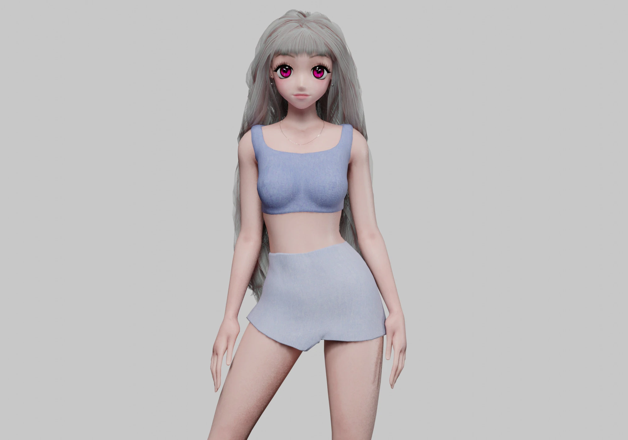 Cute Basic girl V38440 3D Model .c4d .max .obj .3ds .fbx .stl .blend 