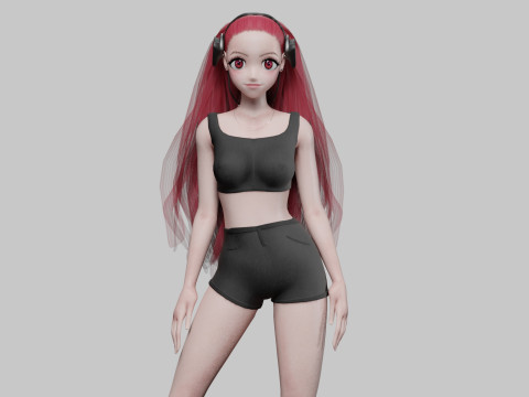 Cute Beautiful girl V33656 3D Model