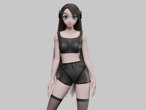 Cute Cartoon girl V37232 3D Model