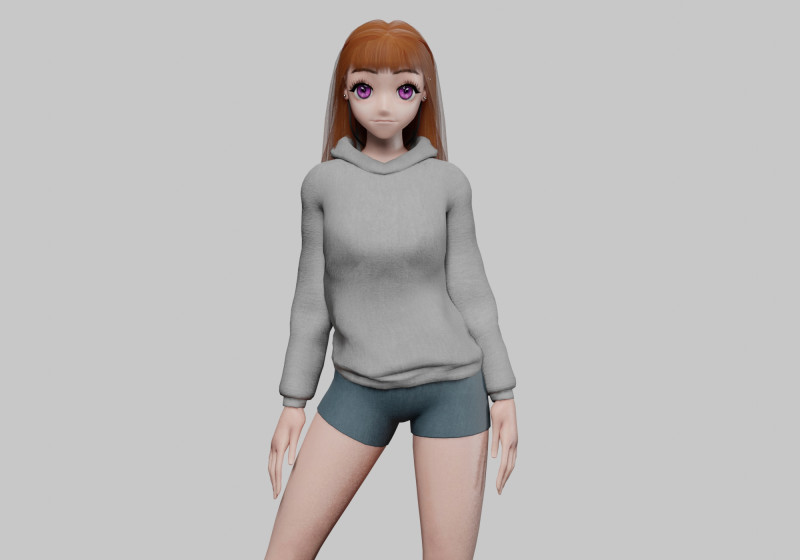 Cute cool girl V30506 3D Model .c4d .max .obj .3ds .fbx .stl .blend 