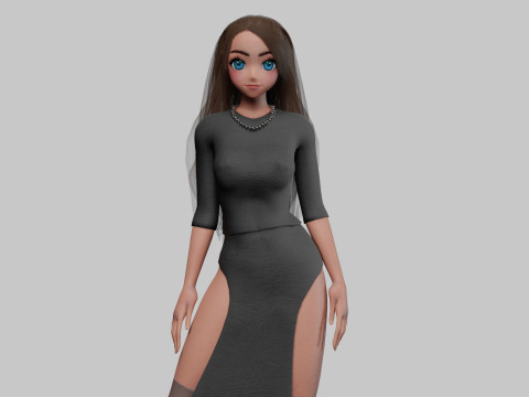 Cute stylized girl V31090 3D Model
