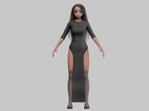 Cute stylized girl V31090 Modello 3D