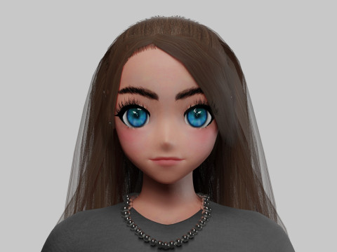 Cute stylized girl V31090 Modello 3D