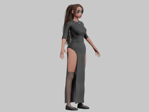 Cute stylized girl V31090 Modello 3D