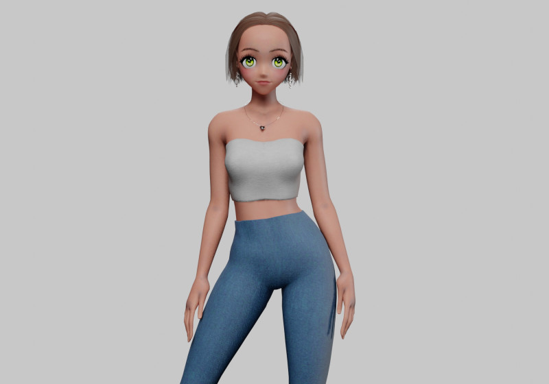 Cute Young girl V29017 3D Модель .c4d .max .obj .3ds .fbx .stl .blend 