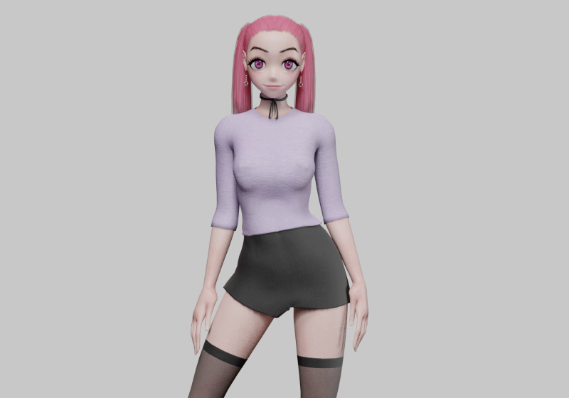Standard anime girl V23078 Modelo 3D .c4d .max .obj .3ds .fbx .stl .blend 