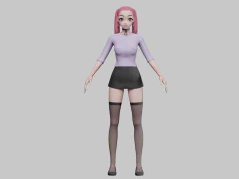 Standard anime girl V23078 3D Model