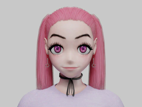 Standard anime girl V23078 3D Model