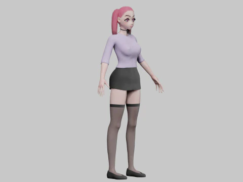 Standard anime girl V23078 3D Model