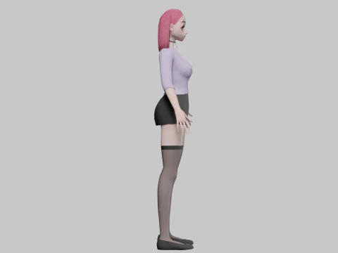 Standard anime girl V23078 3D Model