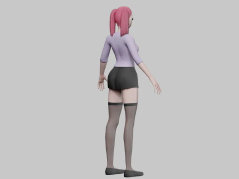 Standard anime girl V23078 3D Model