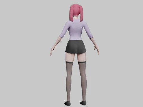 Standard anime girl V23078 3D Model