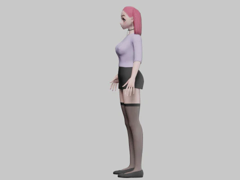 Standard anime girl V23078 3D Model