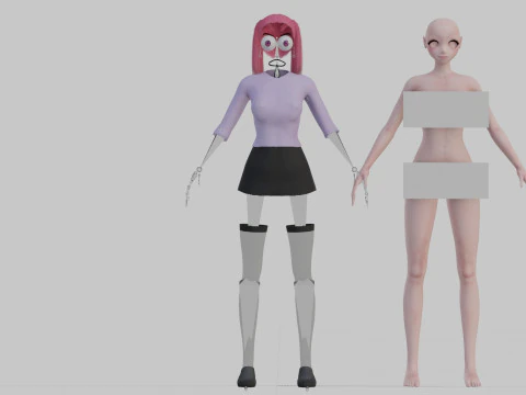 Standard anime girl V23078 3D Model