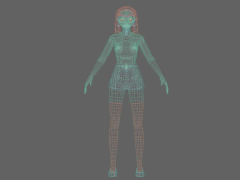Standard anime girl V23078 3D Model