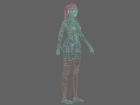 Standard anime girl V23078 3D Model
