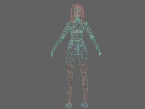 Standard anime girl V23078 3D Model