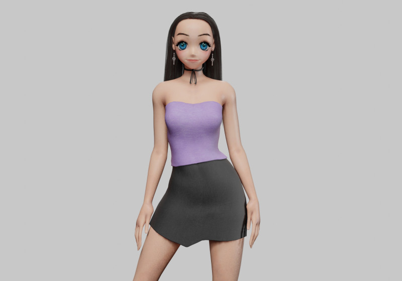Stylized anime girl V32104 Modelo 3D .c4d .max .obj .3ds .fbx .stl .blend 