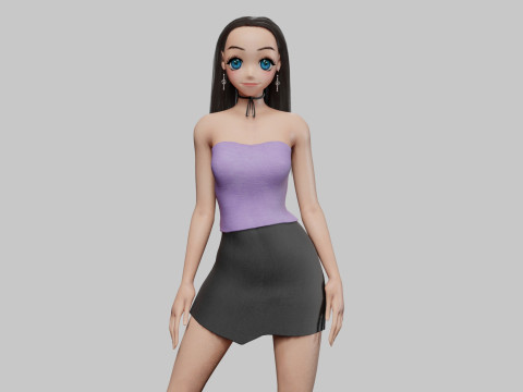 Stylized anime girl V32104 3D Модель