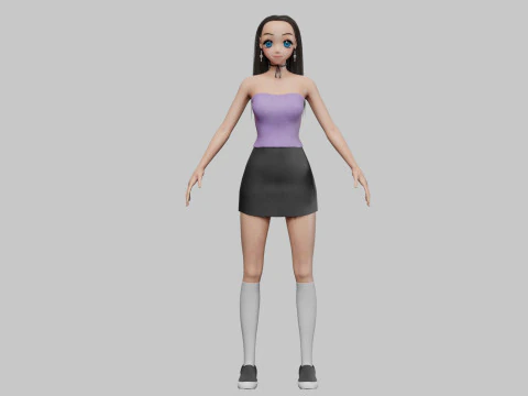 Stylized anime girl V32104 3D Model