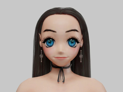 Stylized anime girl V32104 3D Model