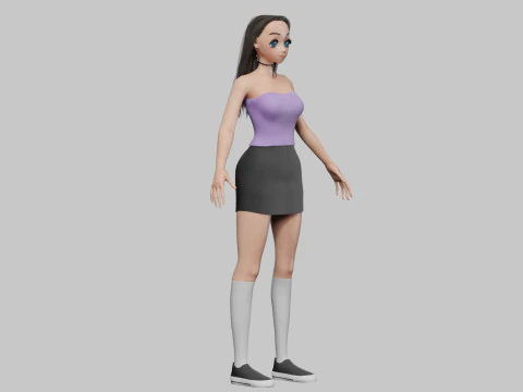 Stylized anime girl V32104 3D Model