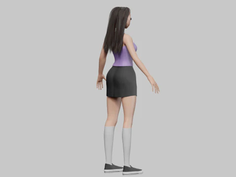 Stylized anime girl V32104 3D Model